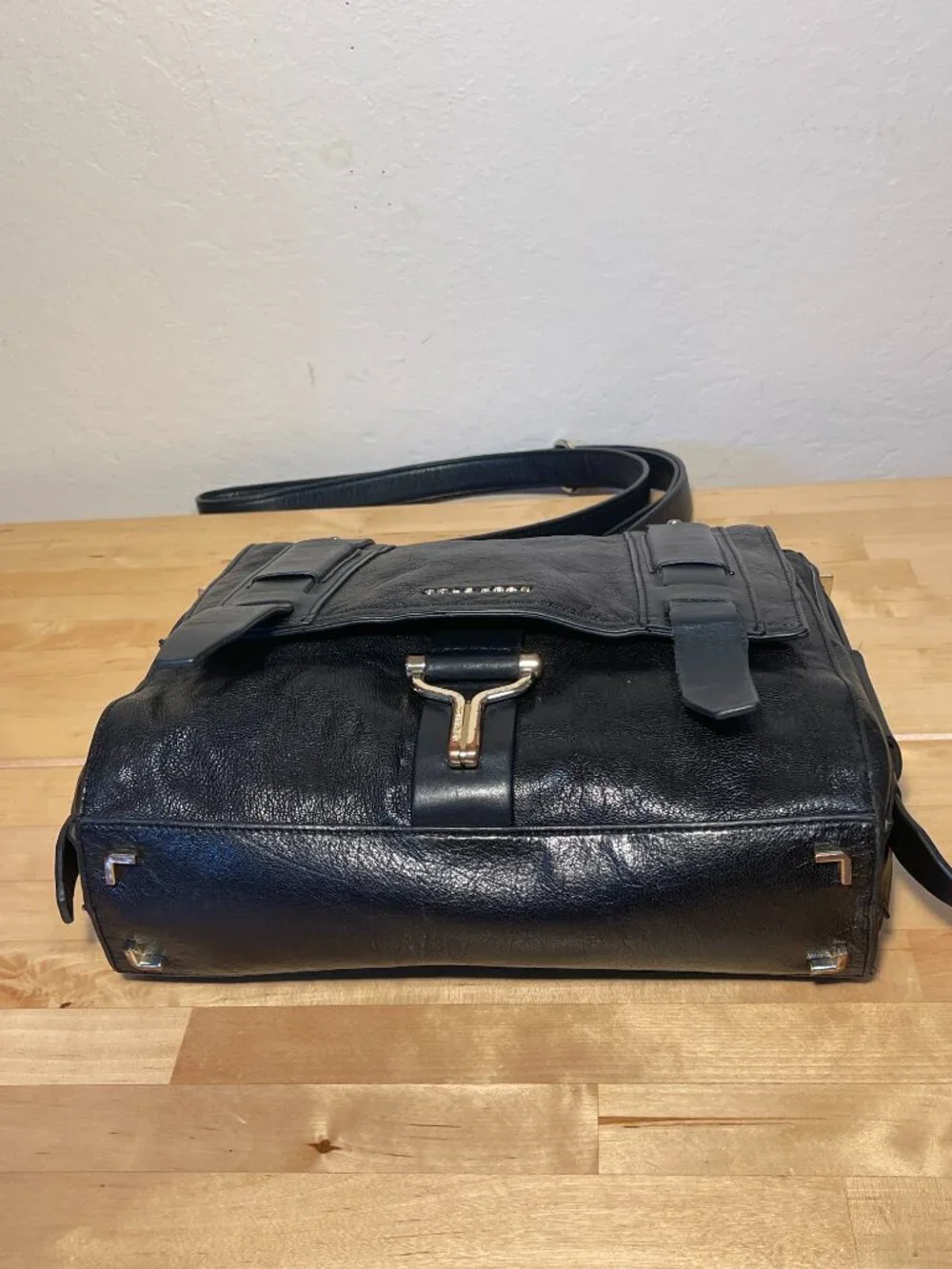 Cole Haan Black Leather Messenger Bag Professional Laptop Work Crossbody